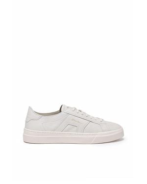 Santoni Leather Hammered Sneakers - White