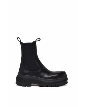 Jil Sander Leather Minimalist Ankle Boots - Black