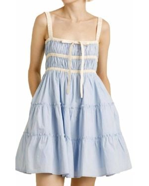 AUREUM Combo Trimming Mini Dress - Blue