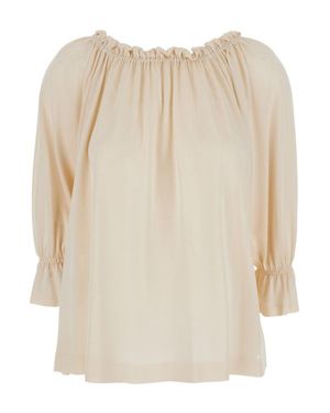 Alberta Ferretti Top With Pleated Details - Natural