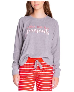 INSOMNIAC Printed Long Sleeve Pajama Top - Gray