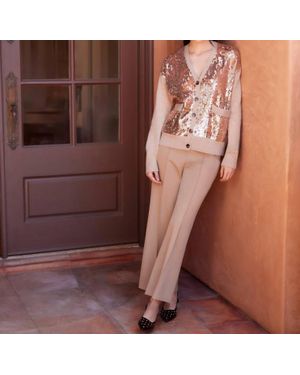 Karen Kane Cropped Pintuck Wide-Leg Pants - Brown