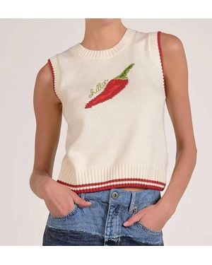 Elan Pepper Sleeveless Sweater - White