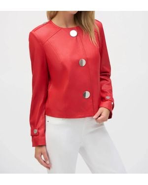 Joseph Ribkoff Faux Suede Boxy Jacket - Red