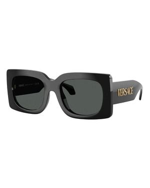 Versace Sunglasses Square Full Rim, Shiny Frame And Dark Lens Ve4496Ugb1/87 - Black