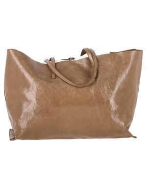 Jil Sander Logo-Embossed Shopper Tote Bag - Brown