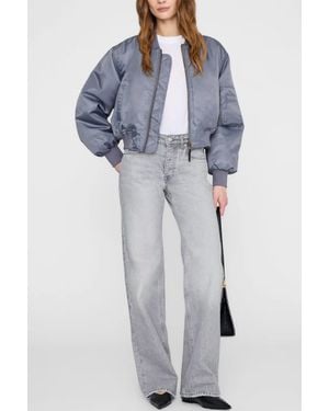Anine Bing Cropped Leon Bomber Jacket - Blue