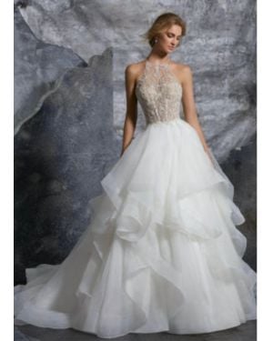 Mori Lee Halter Wedding Dress - Gray