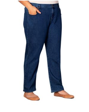 On The Plus Side Plus Size Five Pocket Relaxed Fit Denim Jeans - Blue