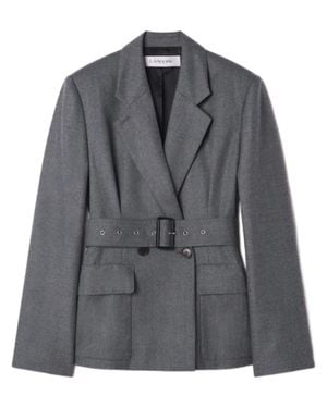 Lanvin Tailored Wool Jacket With Belted Waist And Structured Silhouette - Gray