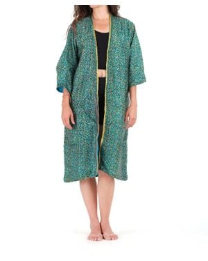 StandAwt Freedom Reversible Saree Kimono - Green