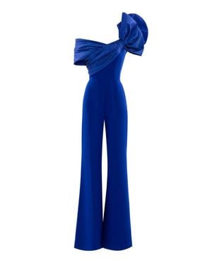 Saiid Kobeisy Draped Bow Jumpsuit - Blue