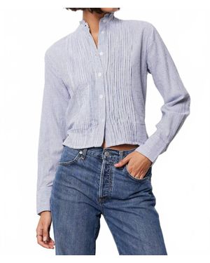 Bobi Long Sleeve Pintuck Shirt - Blue