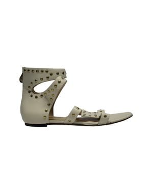 Charlotte Olympia Studded Star Calfskin Leather Sandals - Green