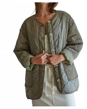 By Together Woven Nylon Quilted Jacket - Green