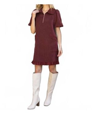 Voya Raquel Ruffle Pocket Detail Mini Dress - Red