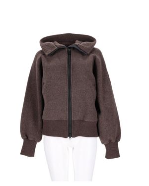 Canada Goose Zip-Front High Collar Wool-Blend Sweatshirt - Brown