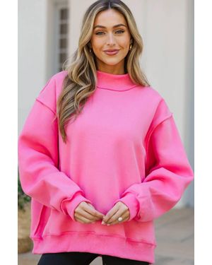 Bucketlist Mock Neck Cozy Sweatshirt - Pink