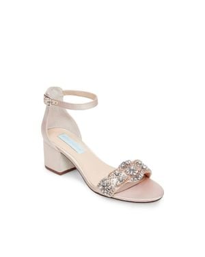 Betsey Johnson Mel Block Heel Crystal Dress Sandal - Metallic