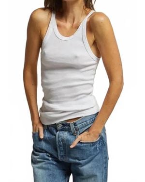 PERFECTWHITETEE Annie Recycled Cotton Ribbed Tank - Blue