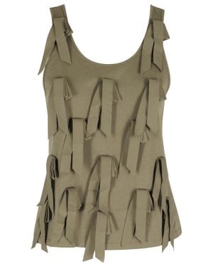 Isabelle Blanche Tassels Round-Neck Cotton Tank Top - Green