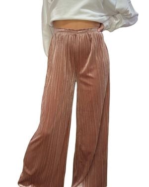 Wishlist Velvet Pleated Wide Leg Pants - Brown