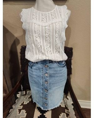Wishlist Lace See Through Top - Blue
