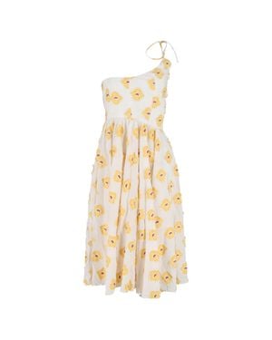 Caroline Constas Floral One-Shoulder Midi Dress - Metallic