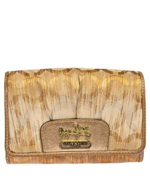 COACH Ombre Signature Op Art Canvas And Leather Compact Wallet - Metallic