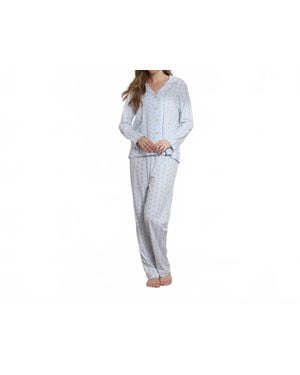 The Sleep Code Printed Organic Pima Cotton Long Pj Set - Black