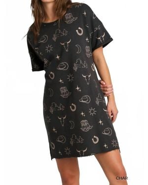 Umgee Howdy Graphic Mini Dress - Black