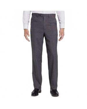 Berle Tropical Washable Plain Front Trouser - Blue