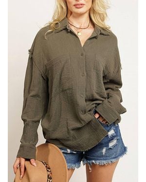 Geegee Oversized Gauze Button Front Shirt - Green