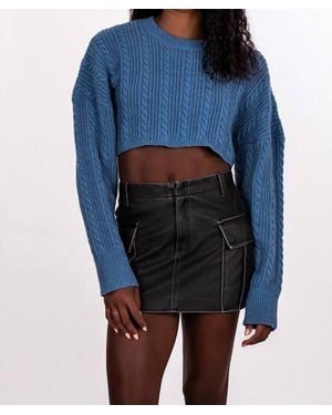 Bailey Rose Cable Knit Crop Sweater - Blue
