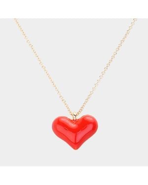 Fashnzfab Enamel Heart Pendant Necklace - Red
