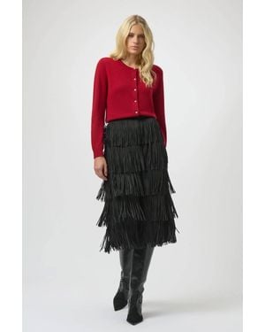 Joseph Ribkoff Pandora Pleated Pencil Midi Skirt - Red