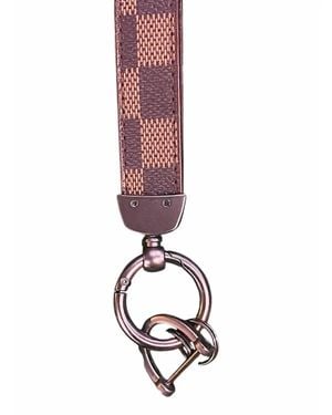 Ellison+Young Checkered Faux Leather Keychain With Pewter Hardware - Purple