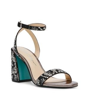 Betsey Johnson Jet Sandal Snake Rhinestone Block Heel Htat1236 - Blue