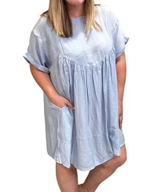 Kori Soft Linen Babydoll Dress - Blue