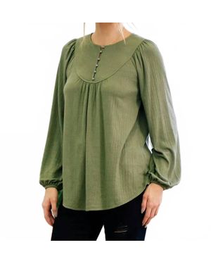 Doe And Rae Drapey Henley Top - Green