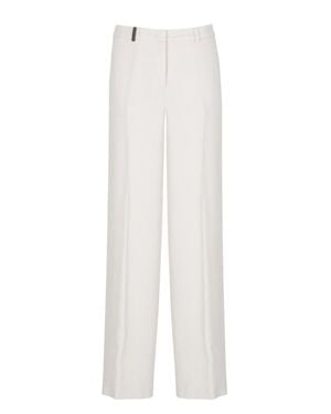 Peserico Ivory Ribbed Velvet Formal Pants - White