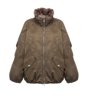 Stand Studio Voluminous Padded Jacket With Removable Faux Fur Collar - Brown