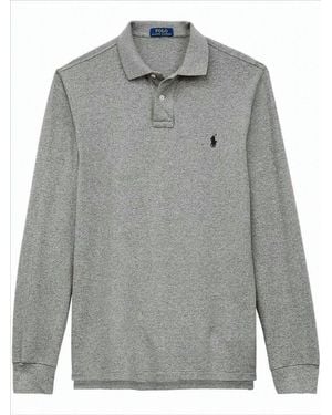 Polo Ralph Lauren Heather Long-Sleeve Polo Shirt With Classic Collar - Gray