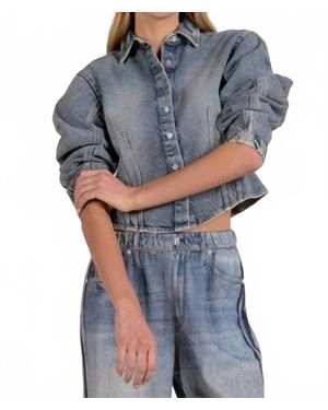 Elan Barrel Sleeve Top - Blue