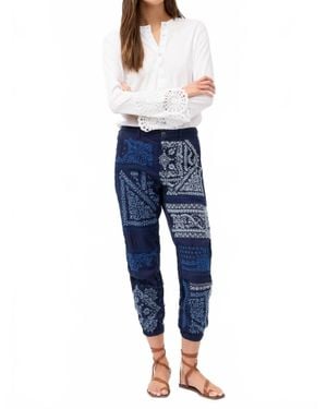 Johnny Was Bandana Embroidered Pant - Blue
