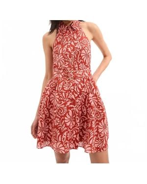 Veronica Beard Beau Linen Dress - Red