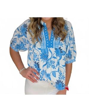 J joy Dutch Meadow Front Yoke Top - Blue