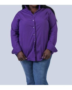 Jill McGowan Joan Easy Cut Stand Collar Shirt - Purple
