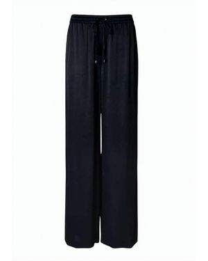 BOSS Tavati Satin Drawstring Wide Leg Pants - Blue