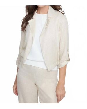 Renuar Lurex Thread Woven Blazer Jacket - White